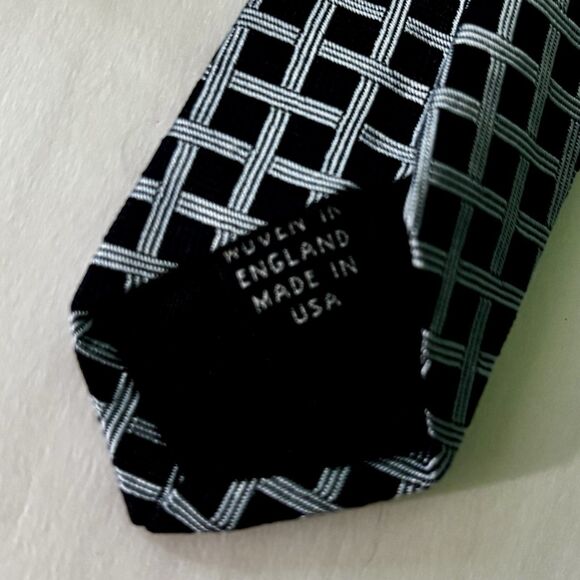 Brooks Brothers Makers Tie Blue Checkered Basket Weave Necktie Made USA NEW - Picture 3 of 4